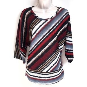 Susan Lawrence striped knit dolman stretchy top